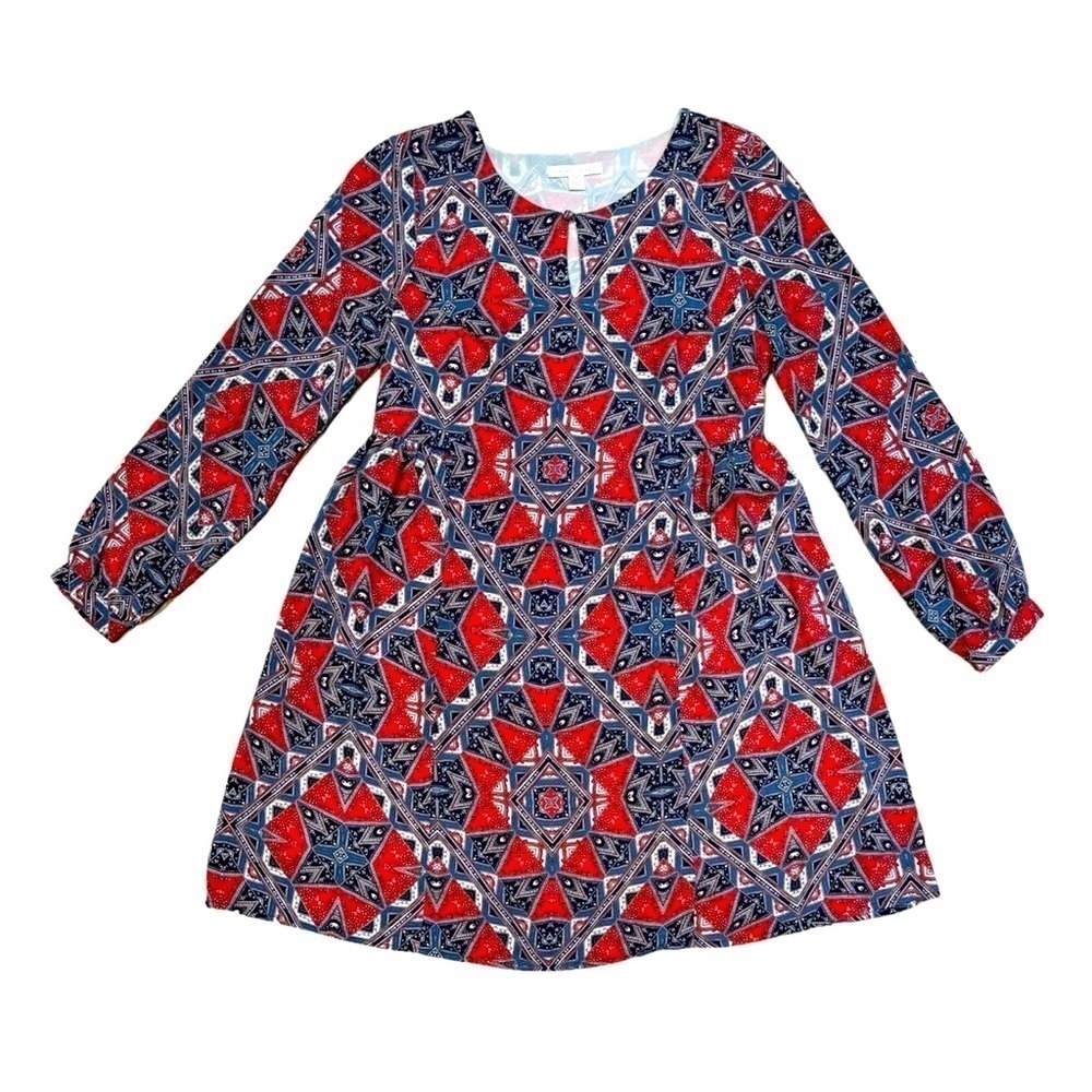 Anthropologie Paper Crown Handkerchief Print Dress Small Boho Long Sleeve Dress - Picture 2 of 8